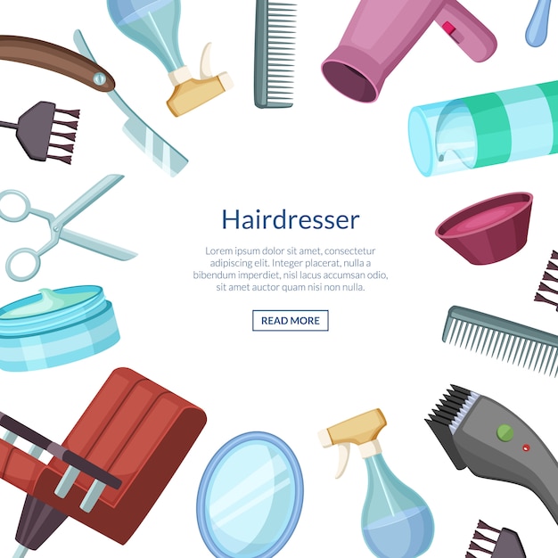 Hairdresser barber cartoon banner with place for text