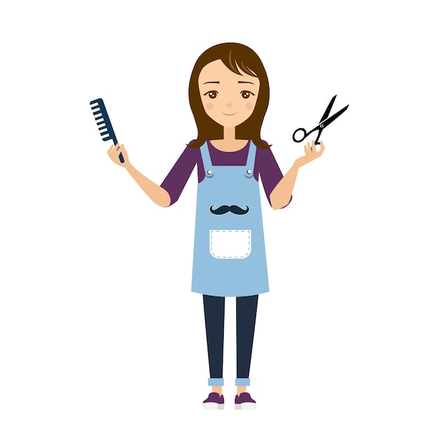 Hairdresser flat vector illustration. career choice concept