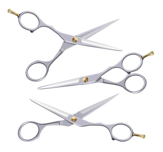 Vector hairdresser scissors naturalistic 3d professional hairdresser scissors isolated on white background.