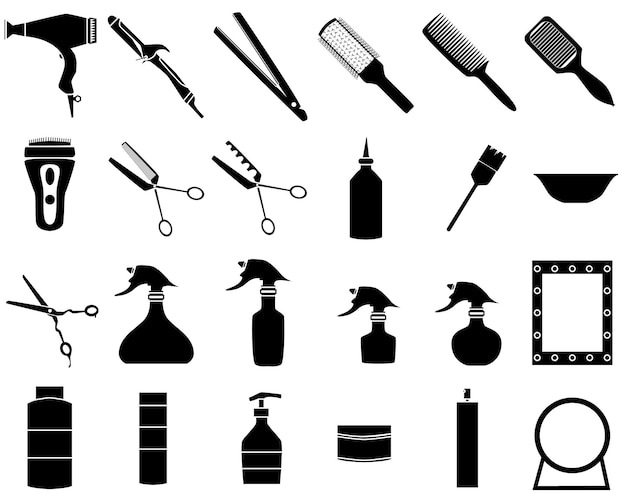 Hairdresser tool simple isoleted vector icons