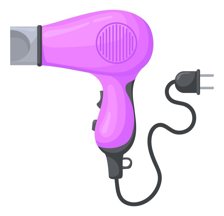 Vector hairdryer icon cartoon pink electric hair blowing device
