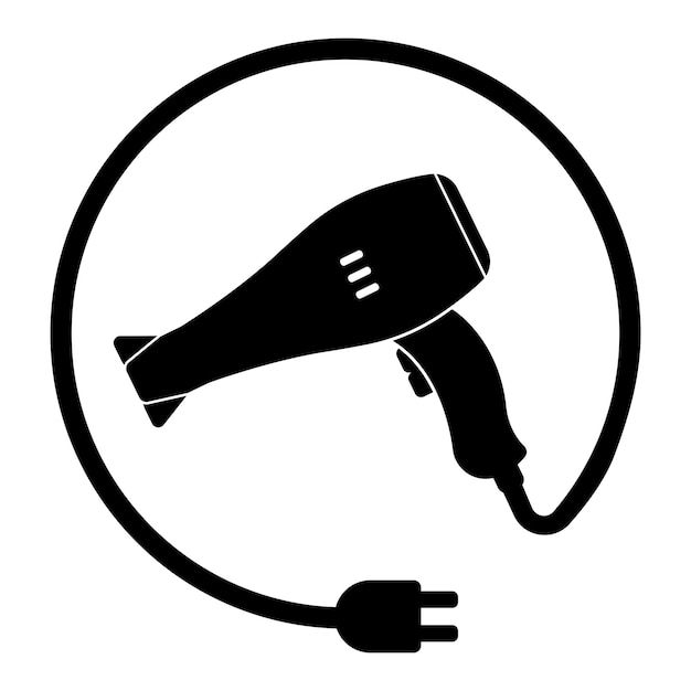 Hairdryer icon hair dryer black vector icon isolated