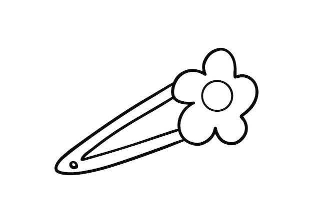 Hairpin with flower decoration doodle linear cartoon coloring