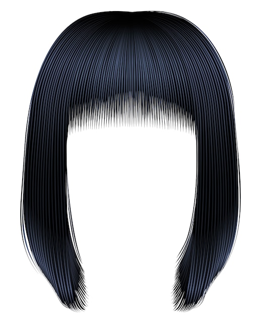 Vector hairs brunette black colors . kare fringe .