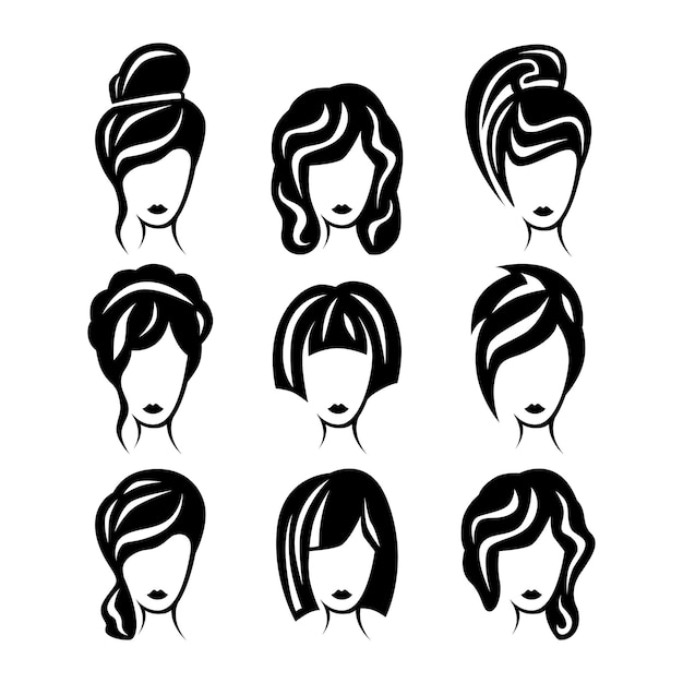 Hairstyle Female head with a haircut Silhouette vector Image for hairdresser beauty salon