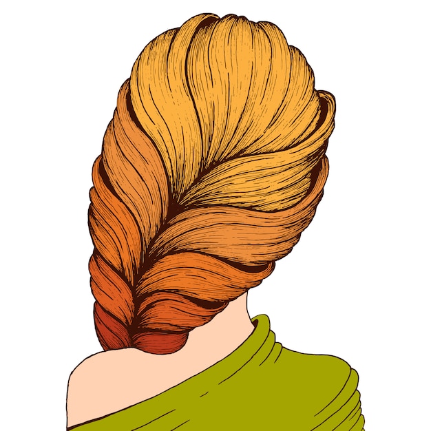 Vector hairstyle ink drawing