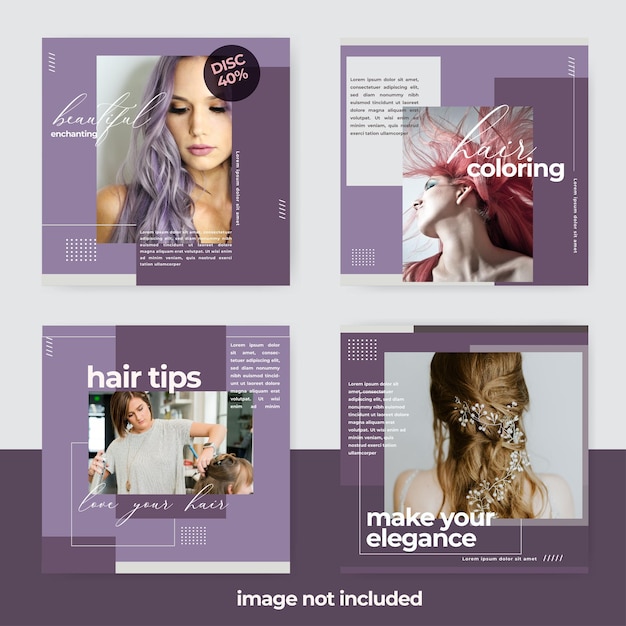 hairstyle minimalist banner social media post template collection