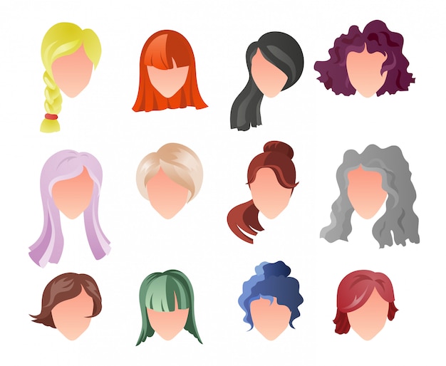 Vector hairstyle silhouette set