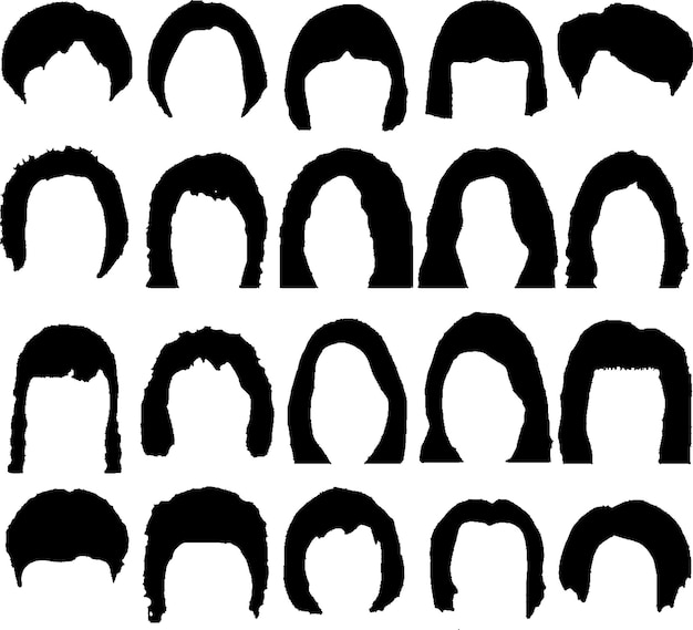 Hairstyle silhouettes great set for styling black hair for women