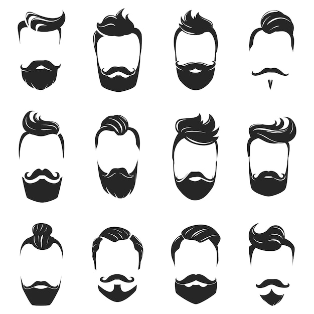 Hairstyles Beard And Hair Monochrome Set