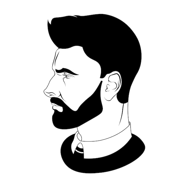 hairstyles for men.black silhouettes of hairstyles and beards. vector illustration for hairdresser.