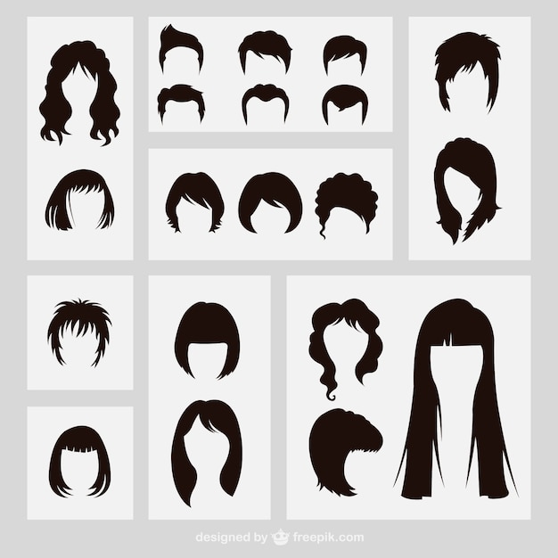 Vector hairstyles silhouettes