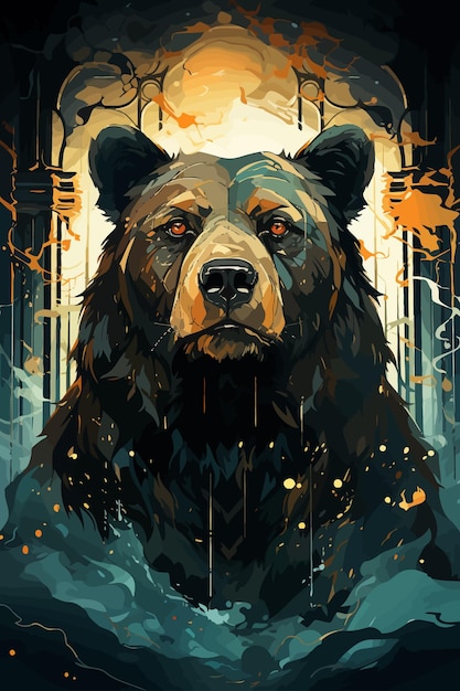 hairy a bear vector art style