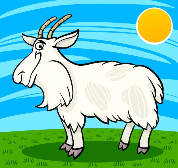 Hairy goat farm animal cartoon illustration