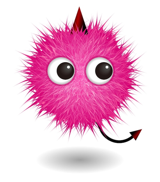 Hairy monster with pink fluffy hair