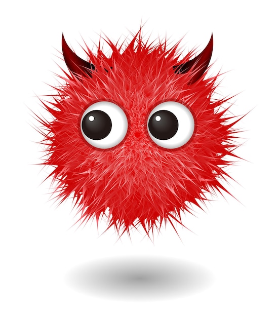 Hairy monster with red fluffy hair