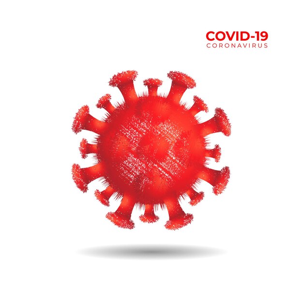 Волосатый красный коронавирус векторная иллюстрация пушистый covid19 на белом фоне векторный файл eps