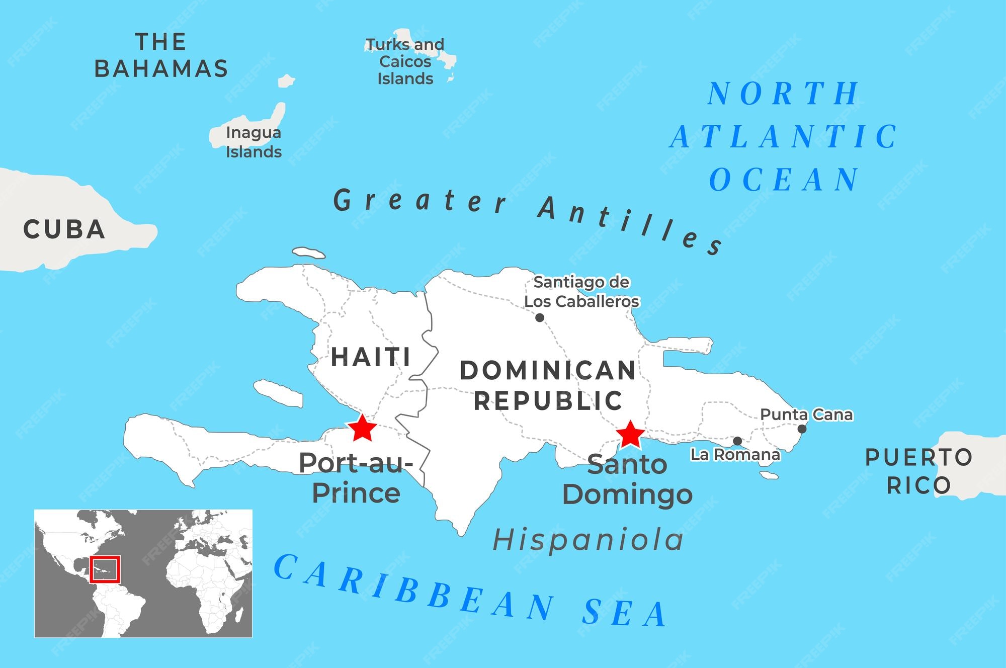 Premium Vector Haiti and Dominican Republic Political Map with