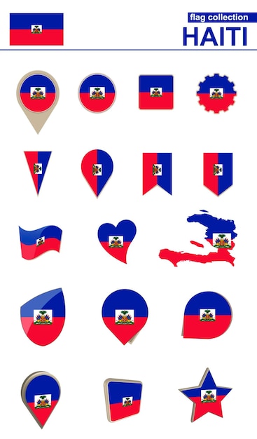 Haiti Flag Collection Big set for design