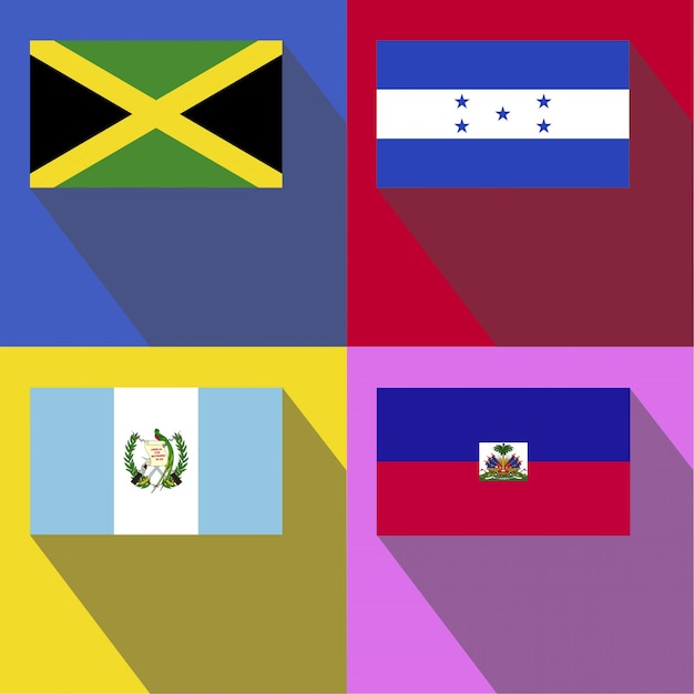 Вектор Флаги гаити, гондураса, гватемалы, ямайки