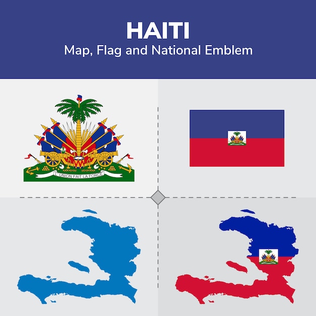 Haïti kaart, vlag en nationale embleem