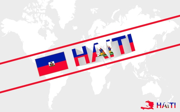 아이티 지도 플래그 및 텍스트 그림