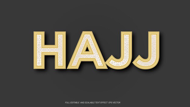 Хадж 3d текстовый эффект баннер с текстовым редактируемым текстовым эффектом в 3d стиле