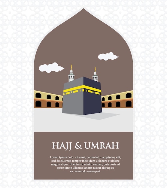 Vector hajj background with kaaba flat design