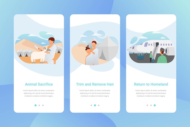 Hajj gids app onboarding scherm gebruikersinterface kit