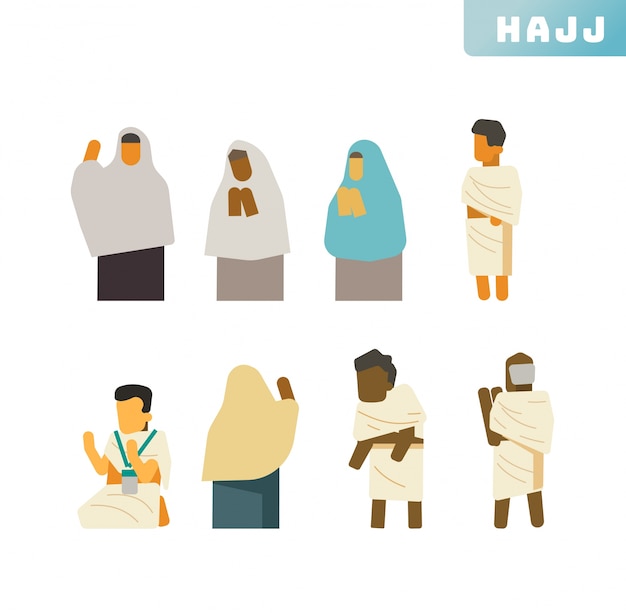 Vector hajj icon collection set