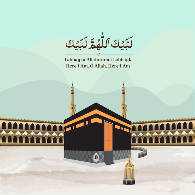 Premium Vector | Hajj islamic pilgrimage in kaba mecca