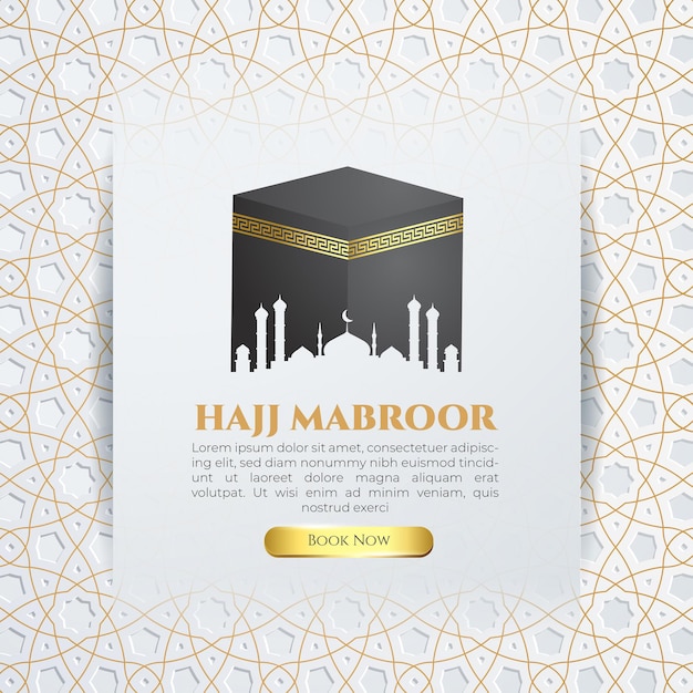 Hajj mabroor social media-sjabloon met witgouden patroonbanner