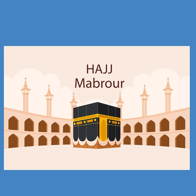 Hajj Mabrour Background with Kaaba and Golden Mosque Islamic Pilgrimage Background for Poster Bann