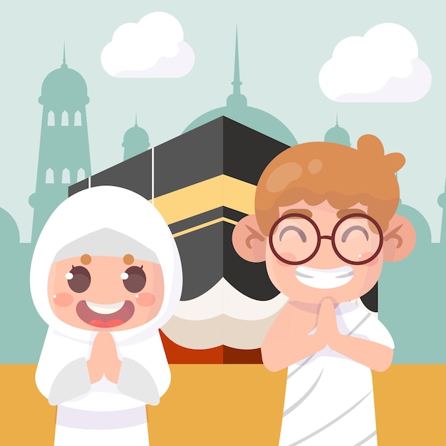 벡터 hajj mabrour 축하 이슬람 순례자