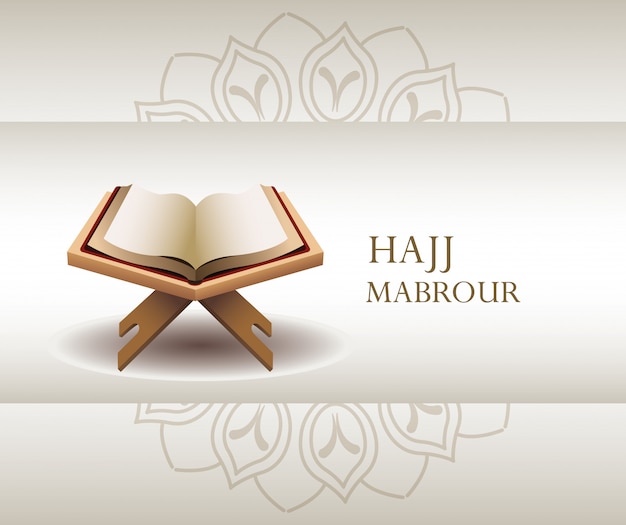 코란 신성한 책을 가진 Hajj mabrour 축하