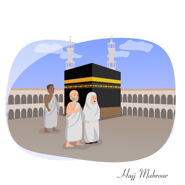 Vector hajj mabrour islamic greeting card vector illustration