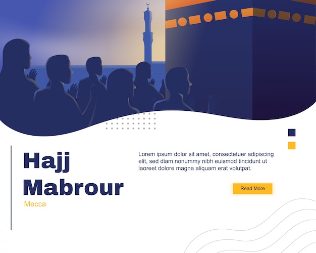 Vector hajj mabrour landing page template