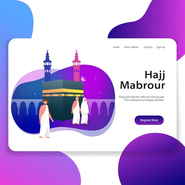 Hajj Mabrour Landing Page Web Illustration 