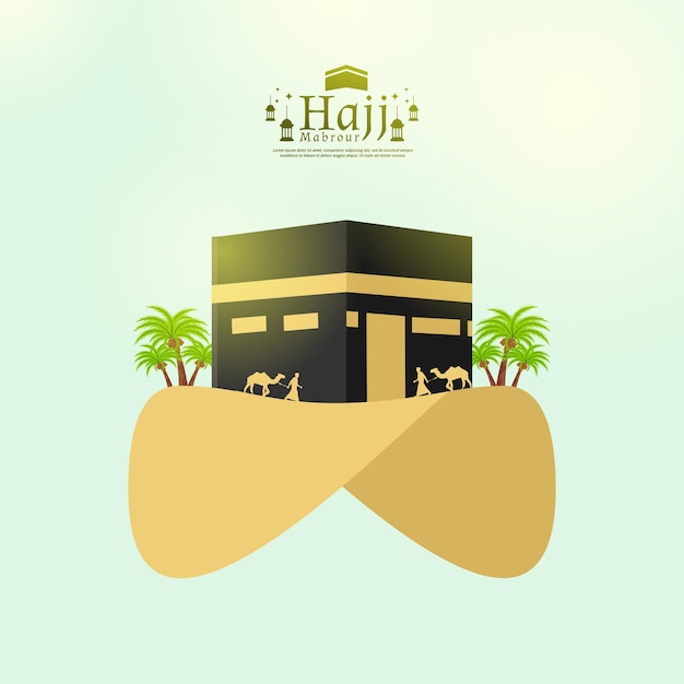 Hajj mabrour template banner design with kaaba vector artwork design