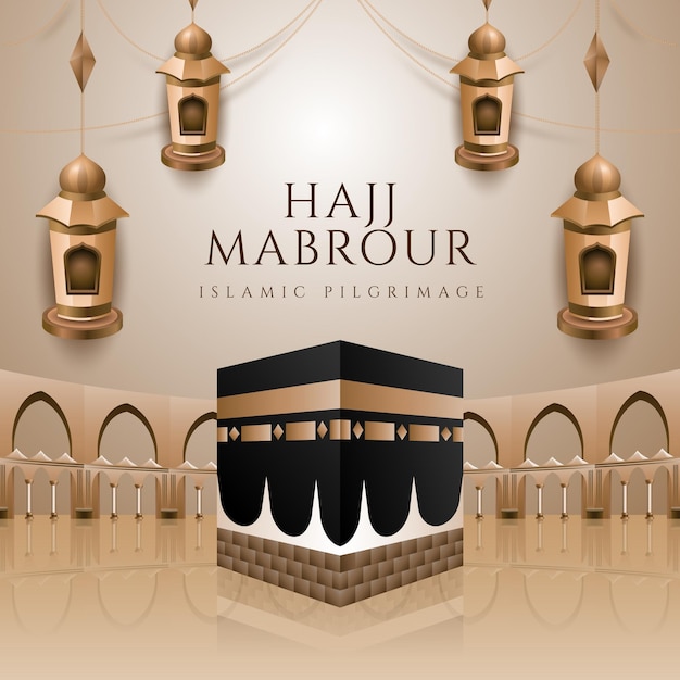 소셜 미디어를 위한 Hajj mabrur 포스터 일러스트레이션 디자인