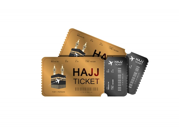 Hajj pilgrimage gold ticket design