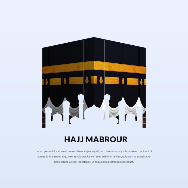 Hajj pilgrimage mabrour greeting card with kaaba building for islamic religion