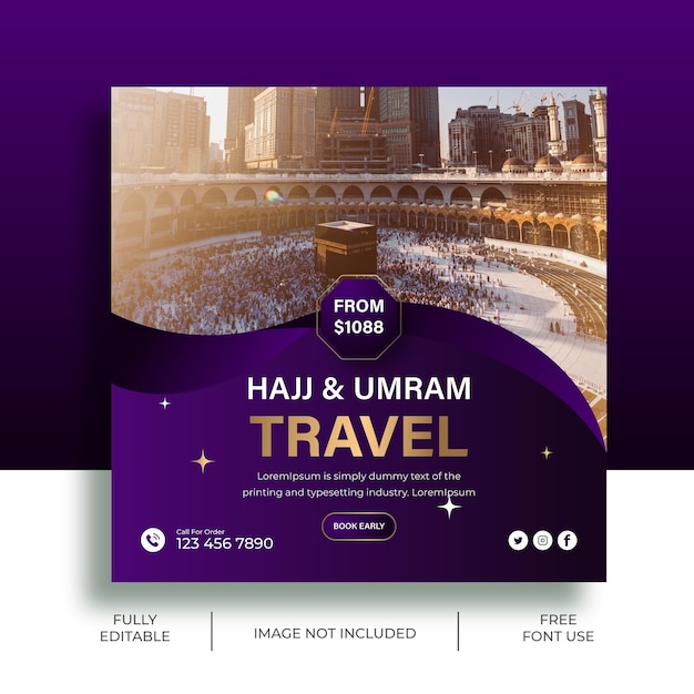 Hajj um rah travel design di post sui social media di lusso