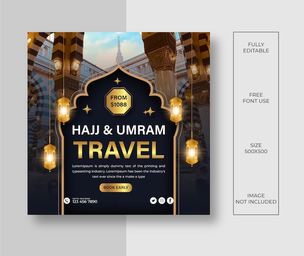 Hajjumrah旅行高級ソーシャルメディア投稿デザイン