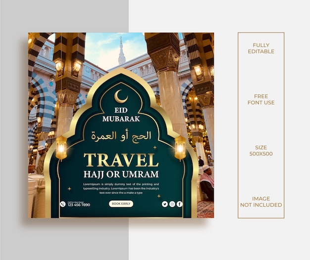 Vector hajj um rah travel luxury social media post design