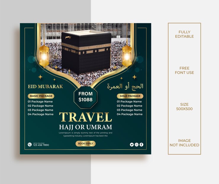 Hajj um rah travel luxury social media post design