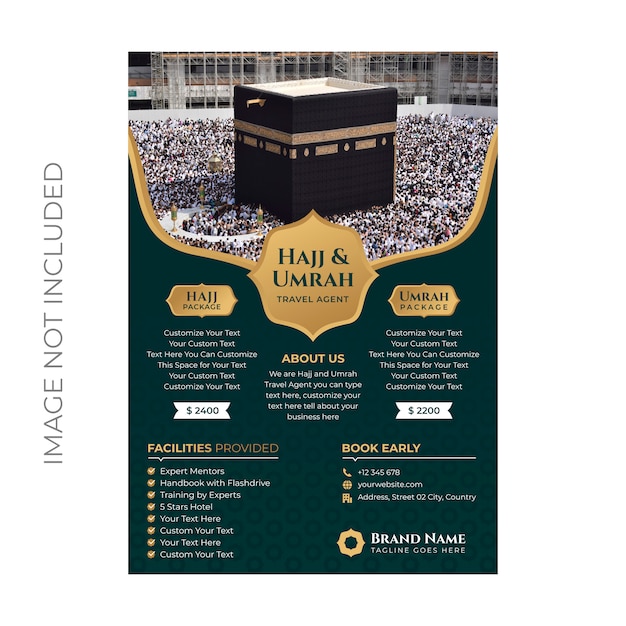 Vector hajj and umrah flyer template