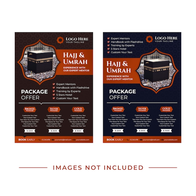 Vector hajj and umrah flyer template