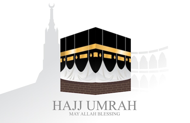 Hajj umrah kaaba per hajj nell'illustrazione vettoriale della moschea di alharam su sfondo bianco