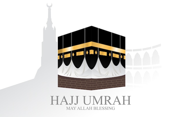 Hajj Umrah Kaaba voor Hajj in AlHaram Moskee vectorillustratie op witte background